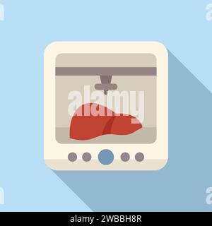 Liver printing box icon flat vector. Medical bio science. Future dna Stock Vector