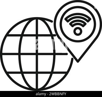 Global data digital icon outline vector. Internet provider. Processor tech Stock Vector