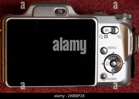 digital camera back close up, with copy space on black screen Stock Photo