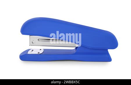 One new blue stapler isolated on white Stock Photo