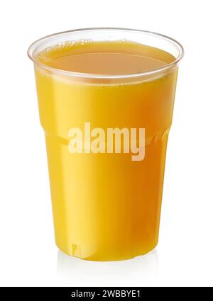 orange juice in take away plastic cup isolated on white background Stock Photo