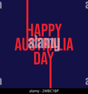 Red color vector typography of Happy Australia day on blue background. Australia Day greeting card, poster, banner, template, postcard deign. 26 Stock Vector