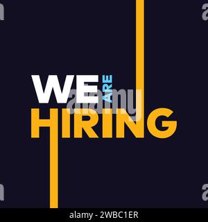 We are hiring banner, poster, flyer. Employee Hiring recruitment open vacancy template design. Join to team announcement lettering vector illustration Stock Vector