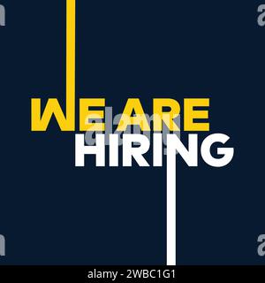 Employee Hiring recruitment open vacancy template design. We are hiring banner, poster, flyer. Join to team announcement lettering  vector Stock Vector