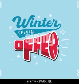 Winter sale banner, offer, discount vector template design on snow background. Winter sale vector banner design. Winter sale discount text, sticker Stock Vector