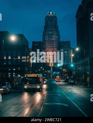 Buffalo City Hall at night in Buffalo, New York Stock Photo