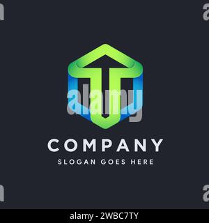 Modern geometric growth up logo Stock Vector