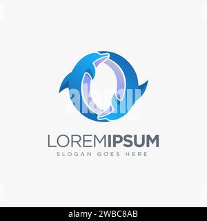 Modern abstract couple dolphin logo icon template Stock Vector