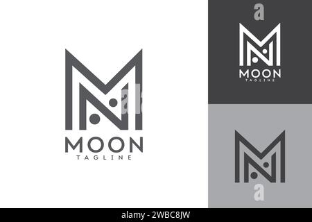 Moon monogram logo design, initial letter MN Stock Vector