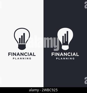 Lighting bulb and financial chart logo template Stock Vector