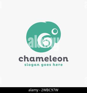 Simple Green Chameleon logo vector Stock Vector