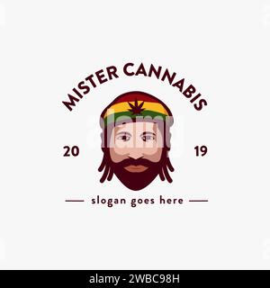 Mister cannabis logo vector illustration Stock Vector