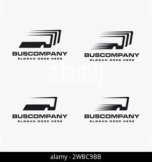 Abstract minimalist fast bus logo template , Travelling Transportation logo set Stock Vector