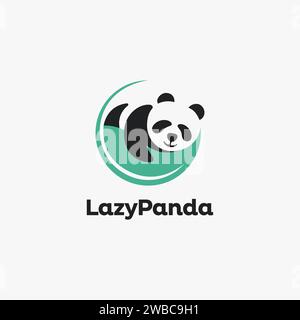 Sleepy Panda logo, lazy panda logo template Stock Vector