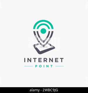 Signal internet pin logo, wireless internet logo Stock Vector