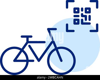 Renting bicycle with qr code. Pixel perfect, editable stroke Stock Vector