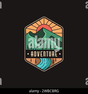 mountain and river landscape adventure logo icon Stock Vector