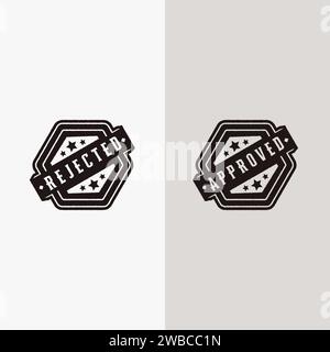 Approved and rejected permit set Stamp label seal badge logo Vector Stock Vector