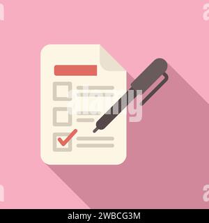 List paper ballot icon flat vector. Polling booth. Poll vote people Stock Vector