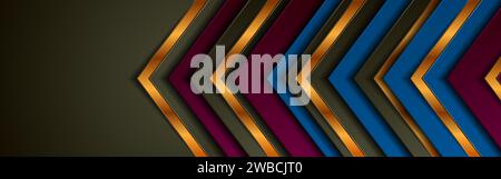 Golden arrows abstract geometric technology background. Vector design Stock Vector