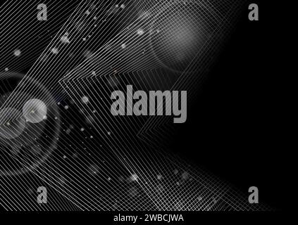 Abstract grey metallic background with linear arrows and bokeh lights. Vector design Stock Vector