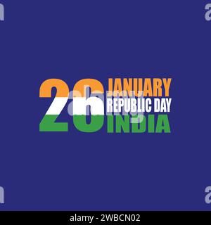 26 January, Happy Indian Republic Day celebration banner template, poster, greeting card vector illustration on blue background. Indian Flag Stock Vector