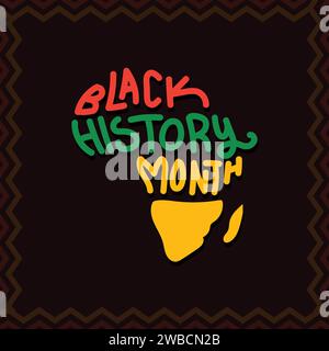 Black history month vector typography illustration on Africa map icon. February is National Black History Month. Holiday concept. Template Stock Vector