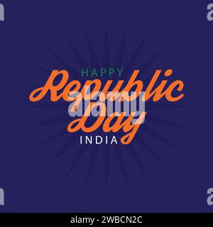 Happy Indian Republic Day celebration on 26 January. Republic day banner, template, poster, greeting card vector illustration on blue background. Stock Vector