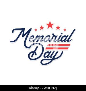 Happy memorial day vector template with lettering illustration. Greeting template design to celebrate USA memorial day. American national holiday post Stock Vector