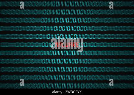 Red word "Malware" hidden in the middle of a binary code sequence. Stock Photo