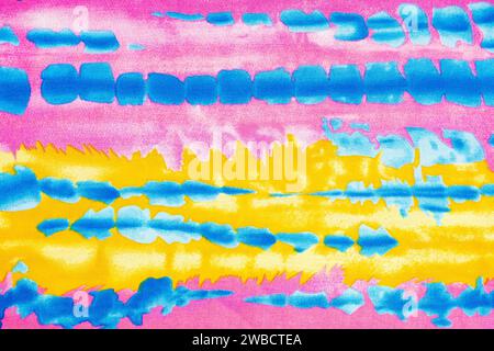 Yellow Dye Fabric. Acrylic Plastic. Watercolor Paint. Vintage Spiral Pattern. Multi Abstract Art Paintings. Wash Background. Stock Photo