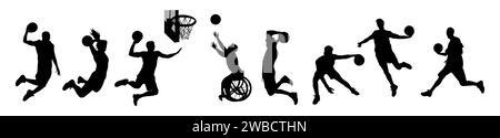 Silhouettes of basketball players vector on white Stock Vector
