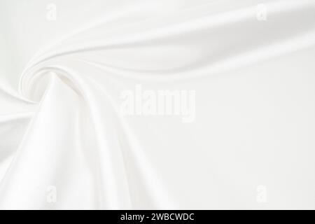 White gray satin texture that is white silver fabric silk background. Stock Photo