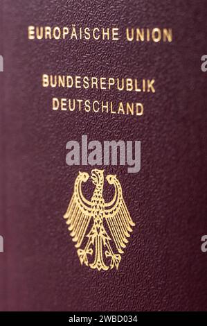 Rottweil, Germany. 09th Jan, 2024. A passport with the inscription 'European Union Federal Republic of Germany' in an apartment. Credit: Silas Stein/dpa/Alamy Live News Stock Photo