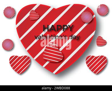 Valentine's Day greeting card with pink hearts. Happy Valentine's Day banner. I love decorative concept designs on black Stock Vector