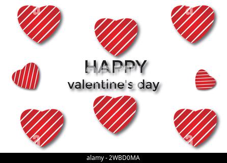 Valentine's Day greeting card with pink hearts. Happy Valentine's Day banner. I love decorative concept designs on black Stock Vector