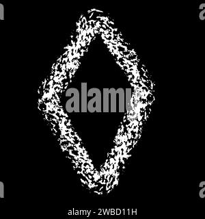 Brush drawn thick doodle rhombus. white grunge banner for your design. Abstract painted background template.  ink crayon splatter and artistic design Stock Vector