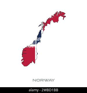 Vector illustration of the flag of Norway with black contours on a white background Stock Vector