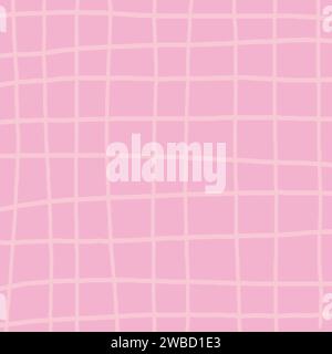 Colorful crossed lines grid mesh pastel vector pattern. Hand drawn doodle squared pattern. Gender neutral cute plaid design with simple checkered text Stock Vector
