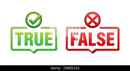 True and False Icons Set Vector Illustration for Fact Checking and Verification Concept Stock Vector