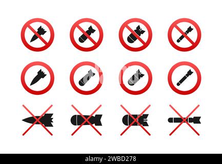 Prohibited Weapons Signs Set Vector Illustration for Security and Safety Policies Stock Vector