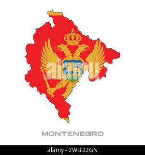 Vector illustration of the flag of Montenegro with black contours on a white background Stock Vector