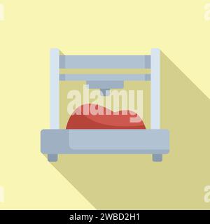 Liver printing icon flat vector. Medical bioprinting. Organ healthcare Stock Vector