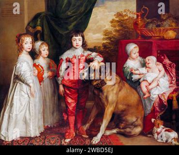 The Five Eldest Children of King Charles I of England (1600-1649), portrait painting in oil on canvas by Sir Anthony van Dyck, 1637 Stock Photo