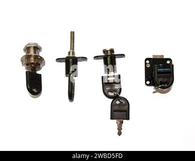 various locks for furniture isolated on white background Stock Photo