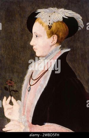 Edward VI (1537-1553), King of England and Ireland (1547-1553), portrait painting in oil on panel after William Scrots, circa 1546 Stock Photo