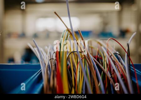 Industrial cable colours in factory Stock Photo - Alamy