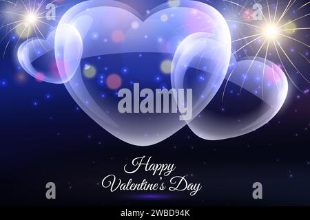 Valentines day background with heart pattern and typography of happy valentines day. Stock Vector