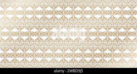 Seamless pattern of gold ornament on isolated white background Vector illustration for textile wall papers, books cover, Digital interfaces, prints Stock Vector