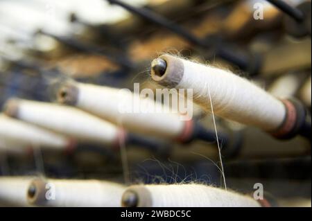 Spinning Machine for Uk Woollen Industry Stock Photo